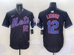 New York Mets #12 Francisco Lindor Black Alternate Limited Stitched Jersey