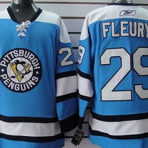 Penguins #29 Andre Fleury Stitched Blue Jersey