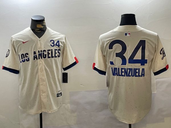 Los Angeles Dodgers #34 Toro Valenzuela Cream 2024 City Connect Limited Stitched Jersey