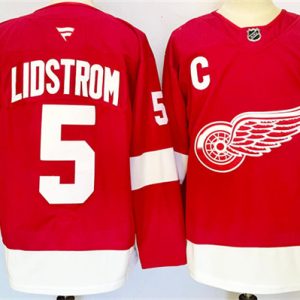 Detroit Red Wings #5 Nicklas Lidstr?m Red 2024-25 Stitched Jersey