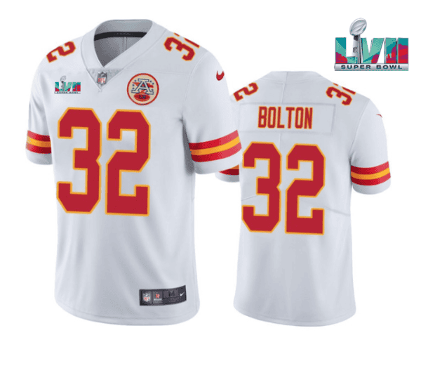 Kansas City Chiefs #32 Nick Bolton White Super Bowl LVII Patch Vapor Untouchable Limited Stitched Jersey