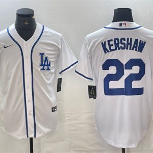 Los Angeles Dodgers #22 Clayton Kershaw White Cool Base Stitched Jersey
