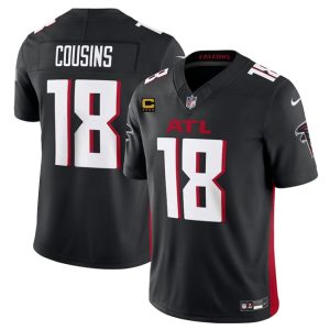 Atlanta Falcons #18 Kirk Cousins Black 2024 F.U.S.E With 4-Star C Patch Vapor Untouchable Limited Stitched Jersey