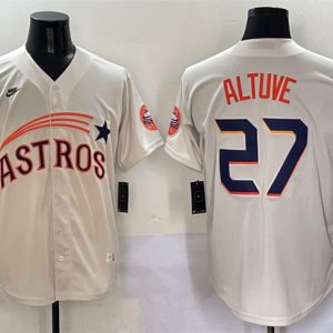 Houston Astros #27 Jose Altuve Cream Throwback Cooperstown Collection Limited Stitched Jersey