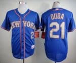 Mets #21 Lucas Duda Blue(Grey NO.) Alternate Road Cool Base Stitched Jersey