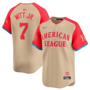 American League #7 Bobby Witt Jr. Cream 2024 All-Star Limited Stitched Jersey