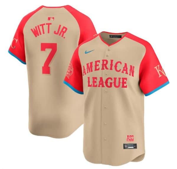 American League #7 Bobby Witt Jr. Cream 2024 All-Star Limited Stitched Jersey
