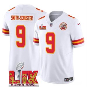 Kansas City Chiefs #9 JuJu Smith-Schuster White 2025 F.U.S.E. Super Bowl LIX Patch Vapor Untouchable Limited Stitched Jersey