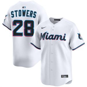 Miami Marlins #28 Kyle Stowers White 2024 Home Limited Stitched Jersey