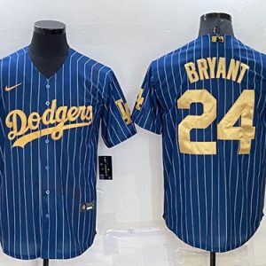 Los Angeles Dodgers #24 Kobe Bryant Navy Gold Cool Base Stitched Baseball Jersey