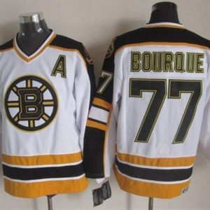 Bruins #77 Ray Bourque White Black CCM Throwback Stitched Jersey
