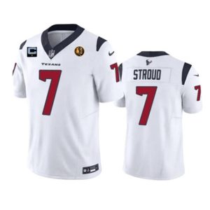 Houston Texans #7 C.J. Stroud White 2023 F.U.S.E. With 1-Star C Patch John Madden Patch Vapor Limited Stitched Jersey