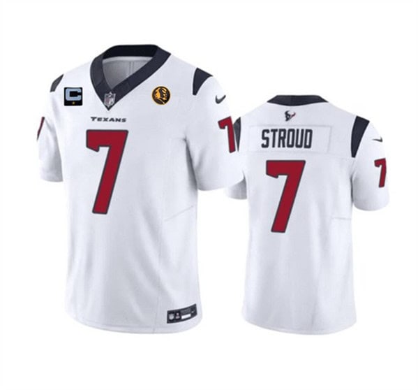 Houston Texans #7 C.J. Stroud White 2023 F.U.S.E. With 1-Star C Patch John Madden Patch Vapor Limited Stitched Jersey