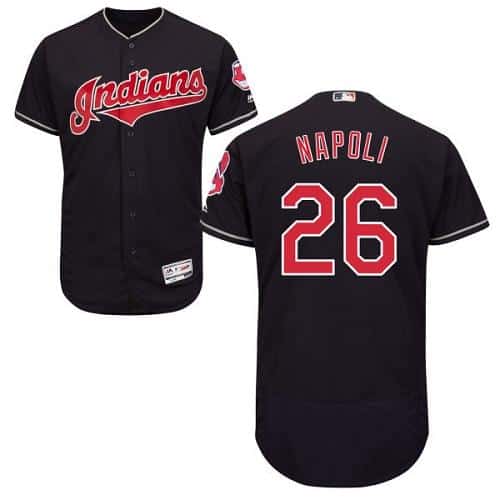 Indians #26 Mike Napoli Navy Blue Flexbase Authentic Collection Stitched Jersey