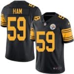 Steelers #59 Jack Ham Black Stitched Limited Rush Nike Jersey