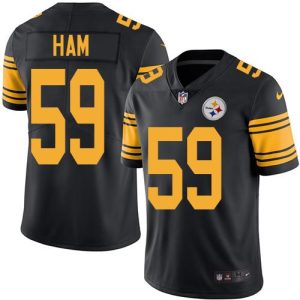 Steelers #59 Jack Ham Black Stitched Limited Rush Nike Jersey