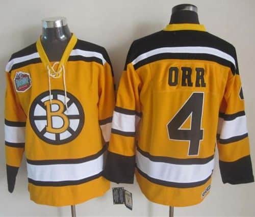 Bruins #4 Bobby Orr Yellow Winter Classic CCM Throwback Stitched Jersey
