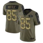 San Francisco 49ers #85 George Kittle 2021 Olive Camo Salute To Service Limited Stitched Jersey