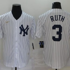 New York Yankees #3 Babe Ruth New White Throwback Cool Base Stitched Jersey
