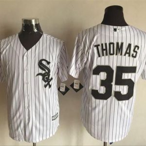 White Sox #35 Frank Thomas White(Black Strip) New Cool Base Stitched Jersey