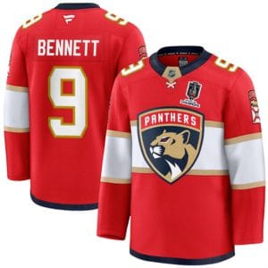 Florida Panthers #9 Sam Bennett Red Home 2025 Stanley Cup Champions Patch Stitched Jersey