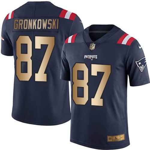 Patriots #87 Rob Gronkowski Navy Blue Stitched Limited Gold Rush Nike Jersey