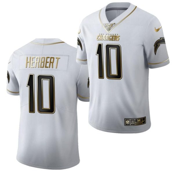 Los Angeles Chargers #10 Justin Herbert Golden White Limited Stitched Jersey