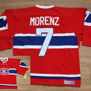 Canadiens #7 Howie Morenz Stitched Red CH CCM Throwback Jersey