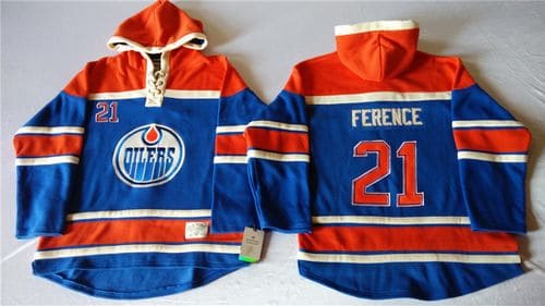 Oilers #21 Andrew Ference Light Blue Sawyer Hooded Sweatshirt Stitched Jersey