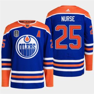 Edmonton Oilers #25 Darnell Nurse Royal 2024 Stanley Cup Final Patch Stitched Jersey