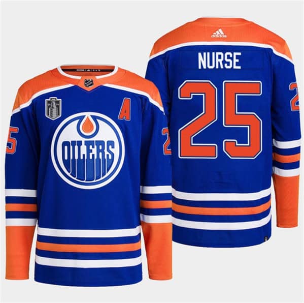Edmonton Oilers #25 Darnell Nurse Royal 2024 Stanley Cup Final Patch Stitched Jersey
