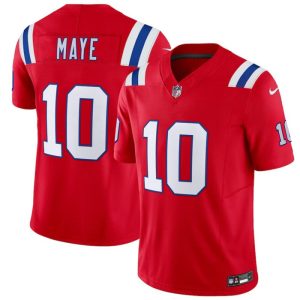 New England Patriots #10 Drake Maye Red 2024 Draft F.U.S.E. Vapor Limited Stitched Jersey