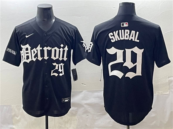 Detroit Tigers #29 Tarik Skubal Black 'Motor Gothic Edition' Vapor Premier Limited Stitched Jersey