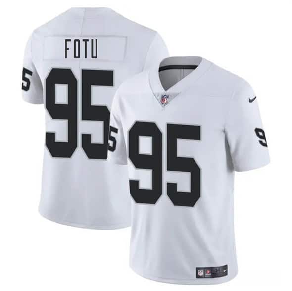 Las Vegas Raiders #95 Leki Fotu White 2025 Vapor Stitched Jersey