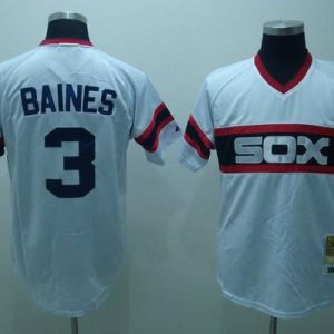 Mitchell And Ness White Sox #3 Harold Baines Stitched White Throwback Jersey