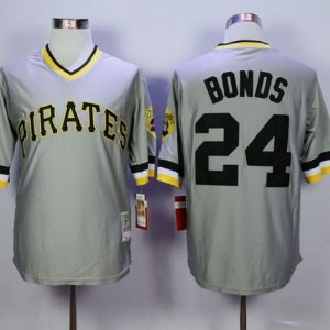 Mitchell And Ness Pirates #24 Barry Bonds Grey Throwback Stitched Jersey