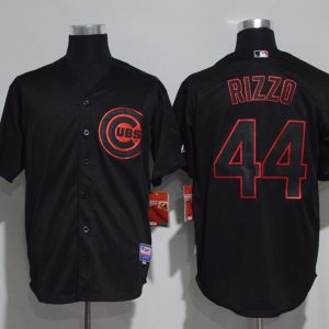 Chicago Cubs #44 Anthony Rizzo Black Strip Stitched Jersey