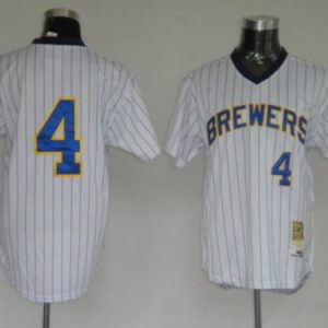 Mitchell And Ness Brewers #4 Paul Molitor Stitched White Throwback Jersey