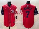 New York Yankees #7 Mickey Mantle Red American Style Limited Stitched Jersey