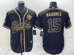 Kansas City Chiefs #15 Patrick Mahomes Black Gold Cool Bae Stitched Jersey