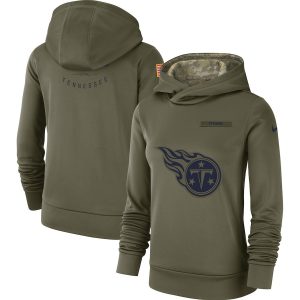Tennessee Titans Olive Salute To Service Team Logo Performance Pullover NFL Hoodie