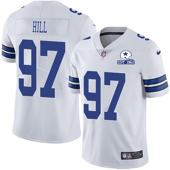 Dallas Cowboys #97 Trysten Hill White With Est 1960 Patch Limited Stitched Jersey