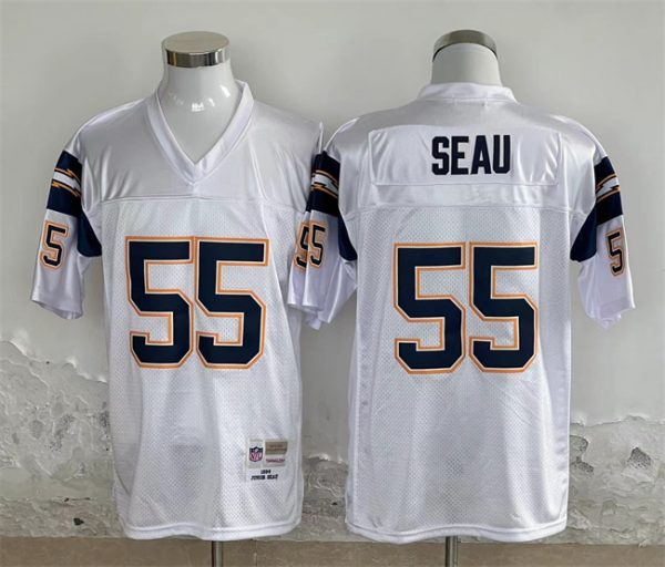 Los Angeles Chargers #55 Junior Seau White Throwback Stitched Jersey