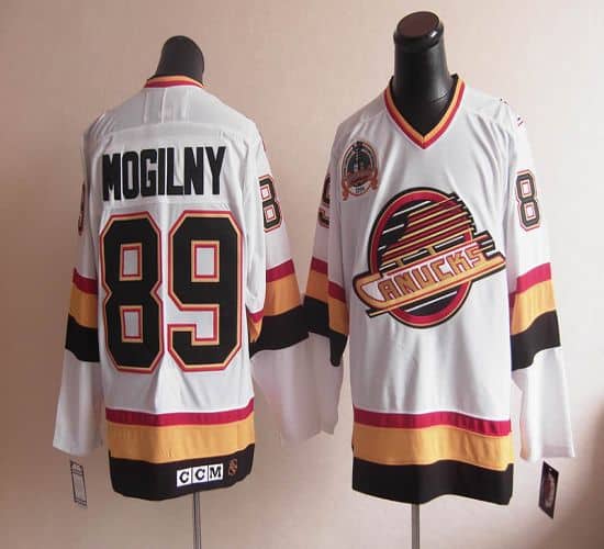 Canucks #89 Alexander Mogilny Stitched White CCM Throwback Jersey