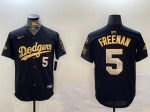 Los Angeles Dodgers #5 Freddie Freeman Black Gold 2024 World Series Champions With Fernando Memorial Patch Limited Stitched Jersey