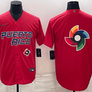 Puerto Rico 2023 Red World Big Logo Classic Stitched Jersey