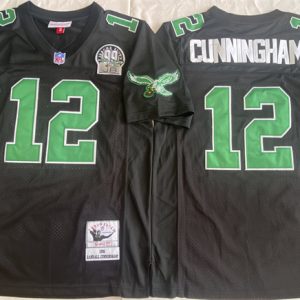 Philadelphia Eagles #12 Randall Cunningham Black Throwback Stitched Jersey