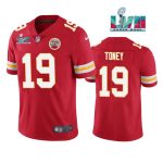 Kansas City Chiefs #19 Kadarius Toney Red Super Bowl LVII Patch Vapor Untouchable Limited Stitched Jersey