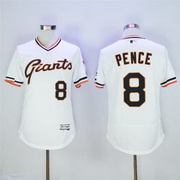 San Franciscoc Giants #8 Hunter Pence White Cool Base Cooperstown Collection Player Stitched Jersey