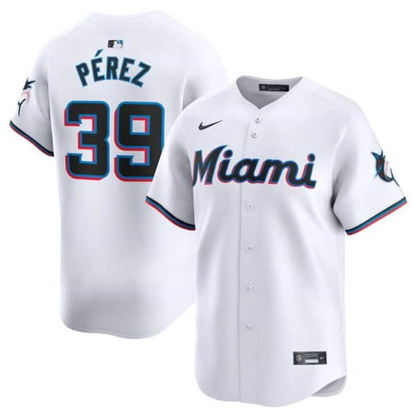 Miami Marlins #39 Eury P¨¦rez White 2024 Home Limited Stitched Jersey